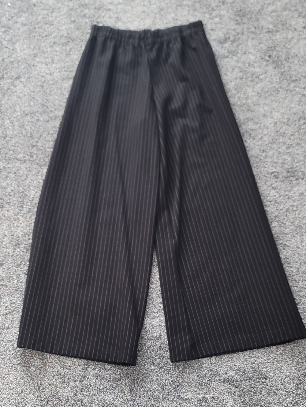Wide Leg Pinstripe Men’s Pants - Black